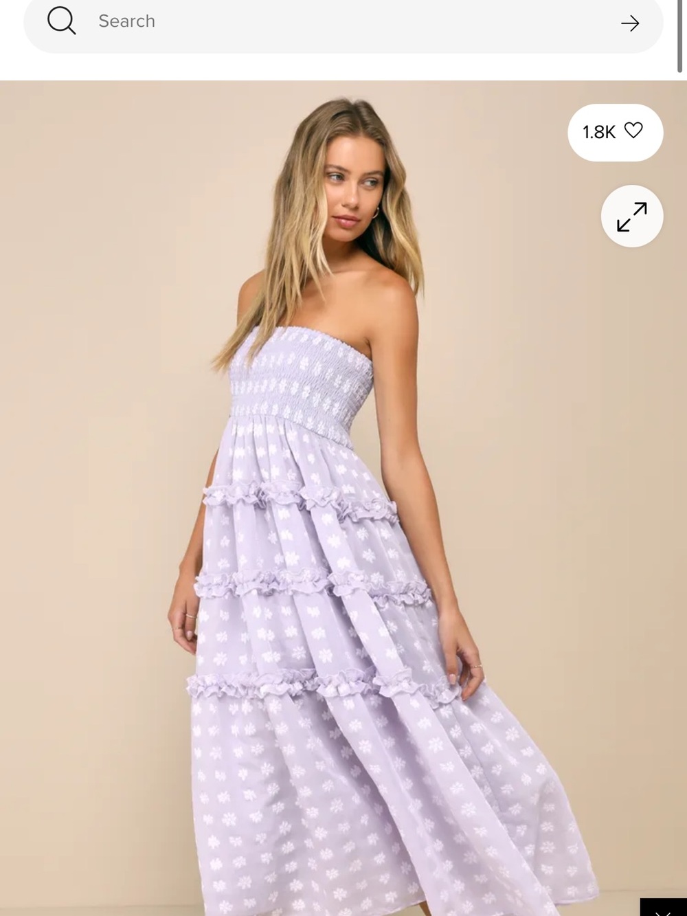 Lulu's Lavender Strapless Tiered Maxi Dress